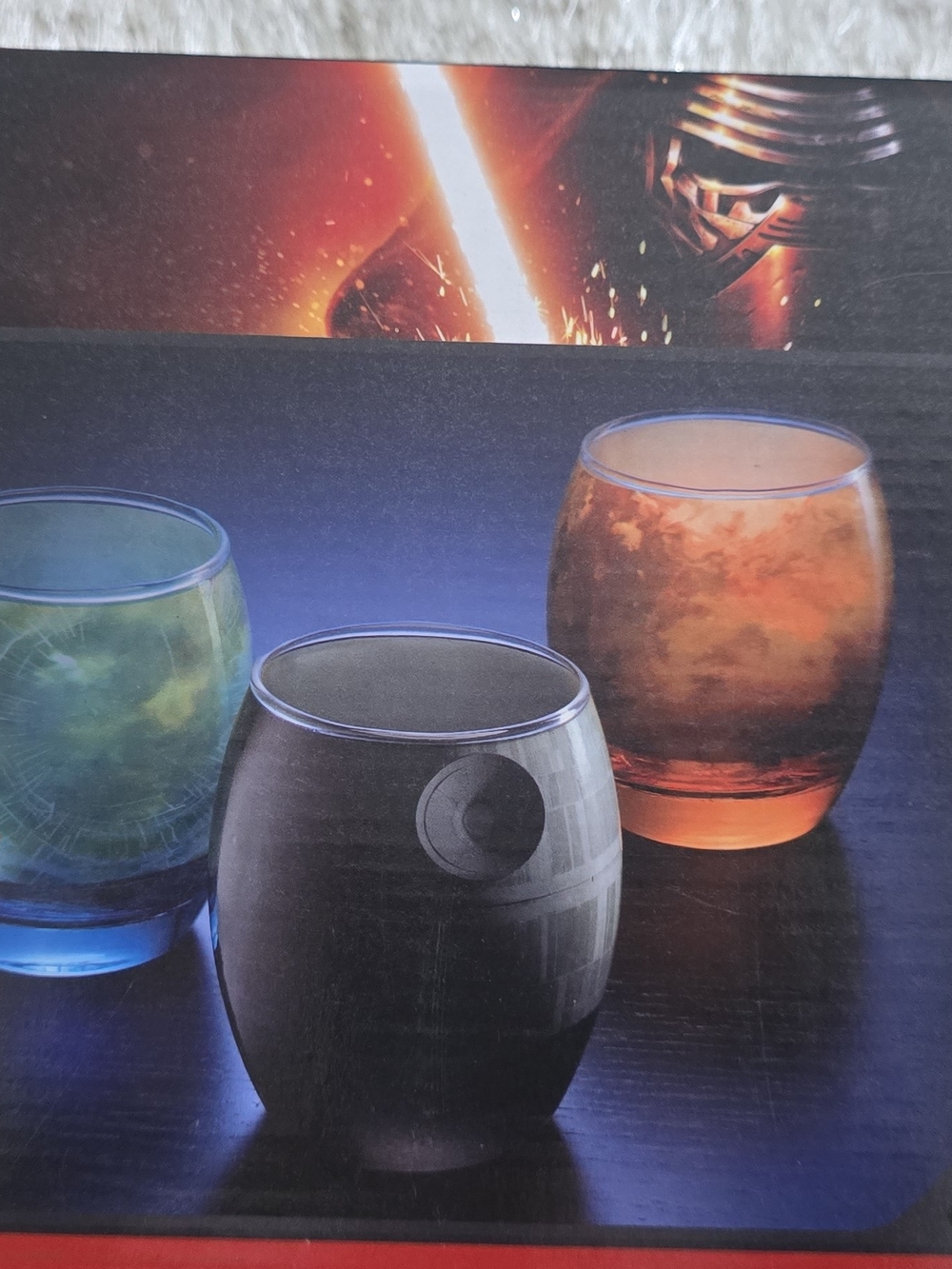 Star Wars Themed Round Glass Tumbler - Black Death Star Design